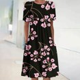 thumbnail image 2 of QIPOPIQ Robes pour Femmes Robe Évasée à Étages Manches Courtes Robes Décontractées Col Rond Robe Midi d'Été Robes Pliantes à Imprimé Offres 2023, 2 of 5