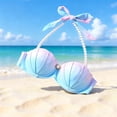 thumbnail image 4 of Lovzfmll Bikini Tops for Women, Underwire Push Up Shell Design with Beads, Padded Halter Swim Top, 4 of 6
