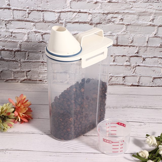 LAFGUR Pet Food Container Plastic Dog Food Storage Container Food Dispenser Seal Buckles With Measuring Cup For Dog Cat