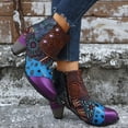 thumbnail image 4 of LSLJS Bottes à Bout Rond à Talon Effilé Style Ethnique avec Boutons, Fermeture Éclair Latérale, Bottines Courtes pour Femmes Grande Taille, Bottes Mi-Mollet pour Femmes, Bottes pour Femmes, 4 of 8