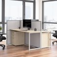 thumbnail image 2 of Easy Office 2 Person Cubicle Desk with Drawers in Natural Elm - Engineered Wood, 2 of 8