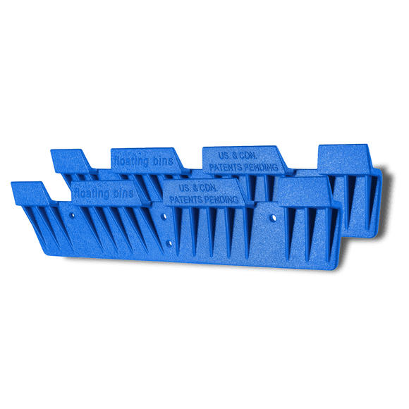 Nova Products 2 Pack Wall Mounted Storage Organizer for Bins - Heavy Duty Bin Hanger, Garage & Home Organization, Easy Installation (Blue) - (Made in Canada)
