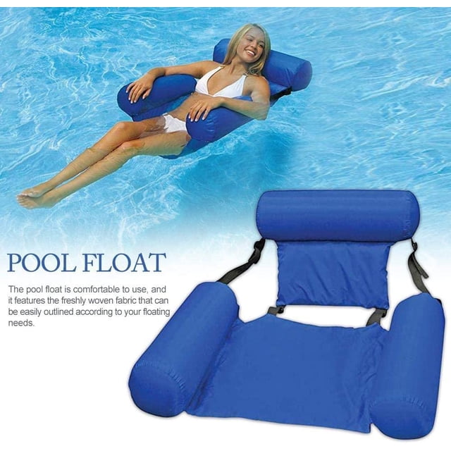 Lit de bain gonflable, hamac à eau Chaise longue 4 en 1 Matelas pneumatique pour salon de piscine Hamac gonflable pour piscine Hamac gonflable pour piscine pour adultes et enfants (Bleu)