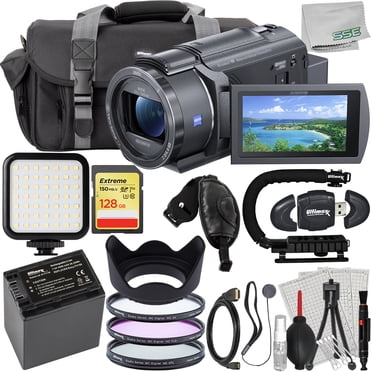 Ultimaxx Advanced Sony FDR-AX43A UHD 4K Handycam Camcorder Bundle - Includes: 128GB Extreme SDXC, Spare Battery, Water-Resistant Gadget Bag & Much More (26pc Bundle)