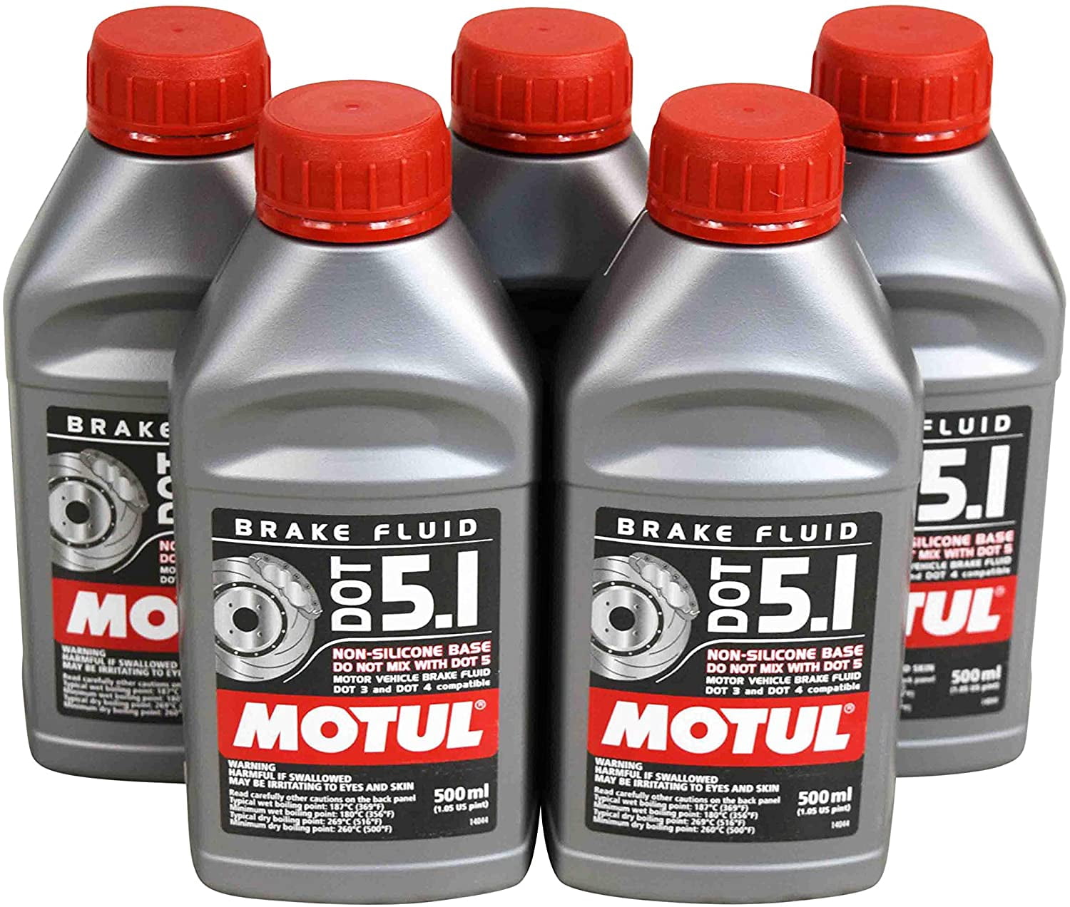 Motul (5 Pack) 100% Synthetic Brake Dot 5.1 Brake Fluid 1/2 Liter or 500 ml