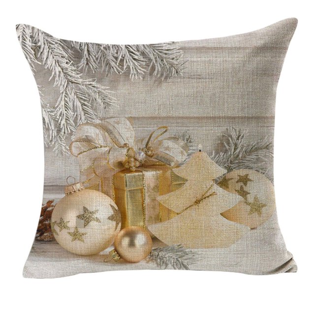 Housse de Coussin de Noël Décorative en Lin pour Canapé Lit Type 2