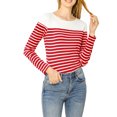 thumbnail image 2 of INSPIRE CHIC Blouse pour Femme à Rayures à Blocs de Couleur à Manches Longues T-Shirt Décontracté m Rouge-Blanc, 2 of 8