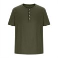 thumbnail image 4 of Lolmot Shirts for Men, Mens Solid Color Fallow Button Round Neck Sports Short Sleeve Shirt, 4 of 6