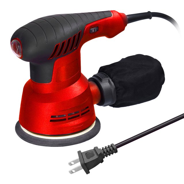TFixol 300W Handheld Electric Eccentric Sander 5 Inch 125mm Sanding Plate Electric Sander Wood Processing Furniture Car Polishing Machine with Dust Box 6 Speed Regulation