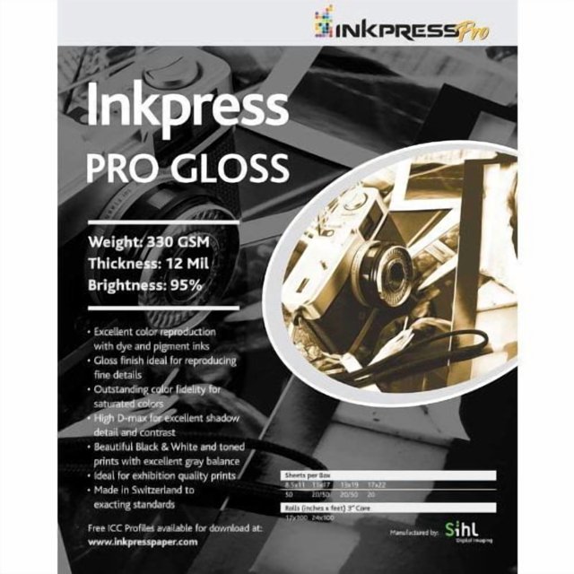 Inkpress PG131950 Pro Gloss Inkjet Paper 13in. X 19in. 50 Sheets