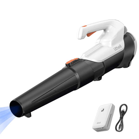 Litheli Souffleur de Feuilles Sans Fil, 20 V, 355 CFM/85 Mi/h, Souffleur Électrique Portable, 2 Niveaux de Vitesse Réglables, avec Batterie de 2,5 Ah, pour l'Entretien de Pelouse