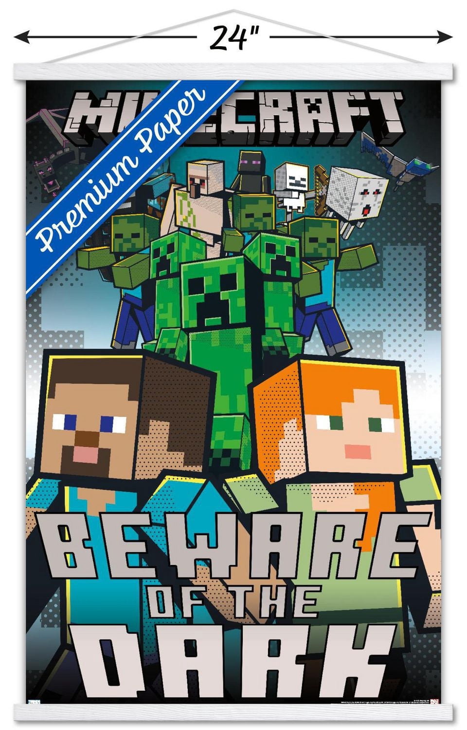 Minecraft - Beware Of The Dark Wall Poster with Magnetic Frame, 22.375" x 34"