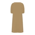 thumbnail image 4 of Liquidation d'Été 2025! Robe pour Femme Grande Taille, Liquidation de Robes d'Été pour Femmes, Combinaison d'Été pour Femme en Coton et Lin à Manches Courtes, Col en V, Manches Courtes, Jupe Longue, 4 of 5