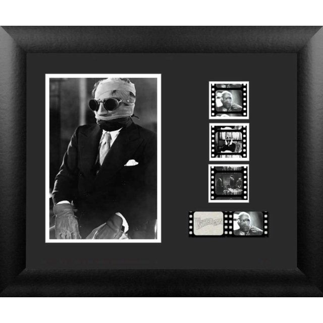 L'Homme Invisible (Claude Rains 1933) Monstres Universels FILMCELLS Art Mural Encadré Présentation -3x Clips de Film 35mm - 13x11 - Rare Collection