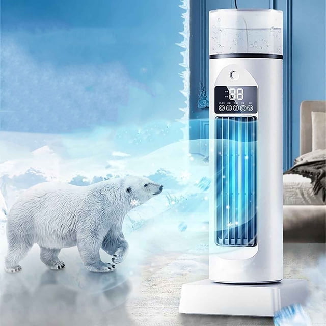 USB Desktop Tower Fan with Humidifier, 6-Speed Settings, 8-Hour Timer, 100mL Water Tank, Quiet Operation for Home Office Cooling