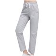 thumbnail image 3 of Yuyuzo Women Casual Pants Elastic Drawstring High Waisted Solid Color Slacks Straight Leg Bootcut Trousers, 3 of 4