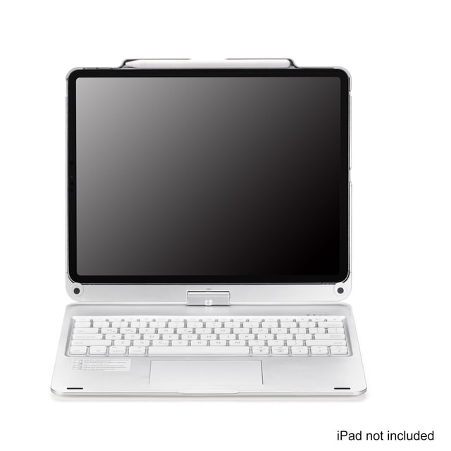 TFixol 360° Rotating Bluetooth Keyboard for iPad Pro 12.9" - Silver, ABS Material, 500mAh Battery, BT 5.1, 10M Range, Lightweight & Compact Design