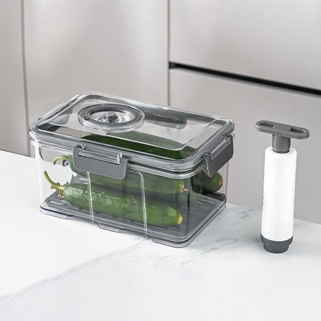 SSZMDLB Vacuum Sealed Food Storage Container, Transparent Airtight Jar with Manual Pump and Timer Lock, Plastic Kitchen Organizer for Freshness, Freezing, Meal Prep and Leftovers, Food Preservation