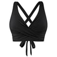 thumbnail image 4 of Women's Tankini Swimwear Set Full Coverage Bikini Top Underwire Support Lace Up Design Push Up Crop Bathing Suit for Summer, 4 of 4