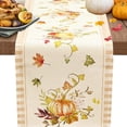 thumbnail image 3 of Chemin de Table Citrouille d'Automne pour l'Action de Grâce avec Motif à Carreaux Feuille d'Érable, Décor de Table de Cuisine et Salle à Manger en Lin pour Fête des Récoltes, Réutilisable, Facile à Nettoyer, Accent Festif pour la Maison, 3 of 7