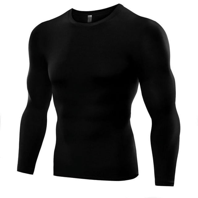 1PC Mens Compression Under Base Layer Top Long Sleeve Tights Sports Running T-shirts Gray L