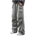 thumbnail image 1 of Dagugfen Cargo Pants for Men Elastic Waist Drawstring Outdoor Trainning Running Athletic Trousers Solid Color, 1 of 6