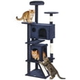 thumbnail image 1 of PawHut 54" Cat Tree Tower with Scratching Posts, Cat Condos, Dark Blue, 1 of 10