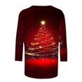 thumbnail image 4 of QIPOPIQ Hauts pour Femmes Manches 3/4 Décontracté Coupe Ample Col Rond T-Shirts Mignons Tunique Trois Quarts en Liquidation, 4 of 5