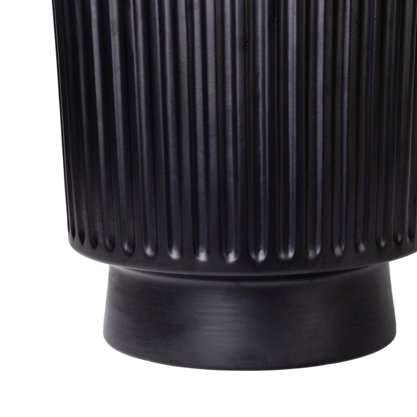 Hometrends Céramique Pot à rayures de 25,4 cm-Noir