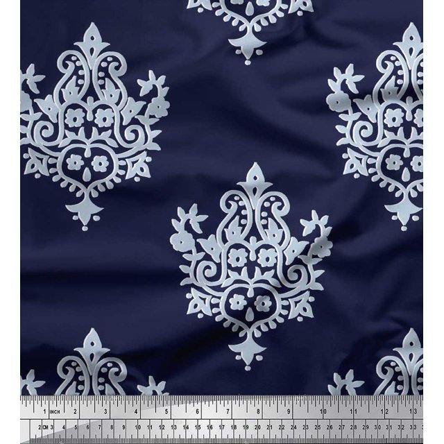 Soimoi Tissu Satin Modal Imprimé Floral & Paisley au Mètre 42 Pouces de Large