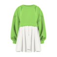 thumbnail image 4 of Womens Oversized Sweatshirt Dress Long Flowy Patchwork Pullover Tops Cute Drop Shoulder Sweatshirts Fall Long Sleeve Mini Dress Teen Girls Crewneck Solid Tunic Pleated Loose Clothing Beig, 4 of 5