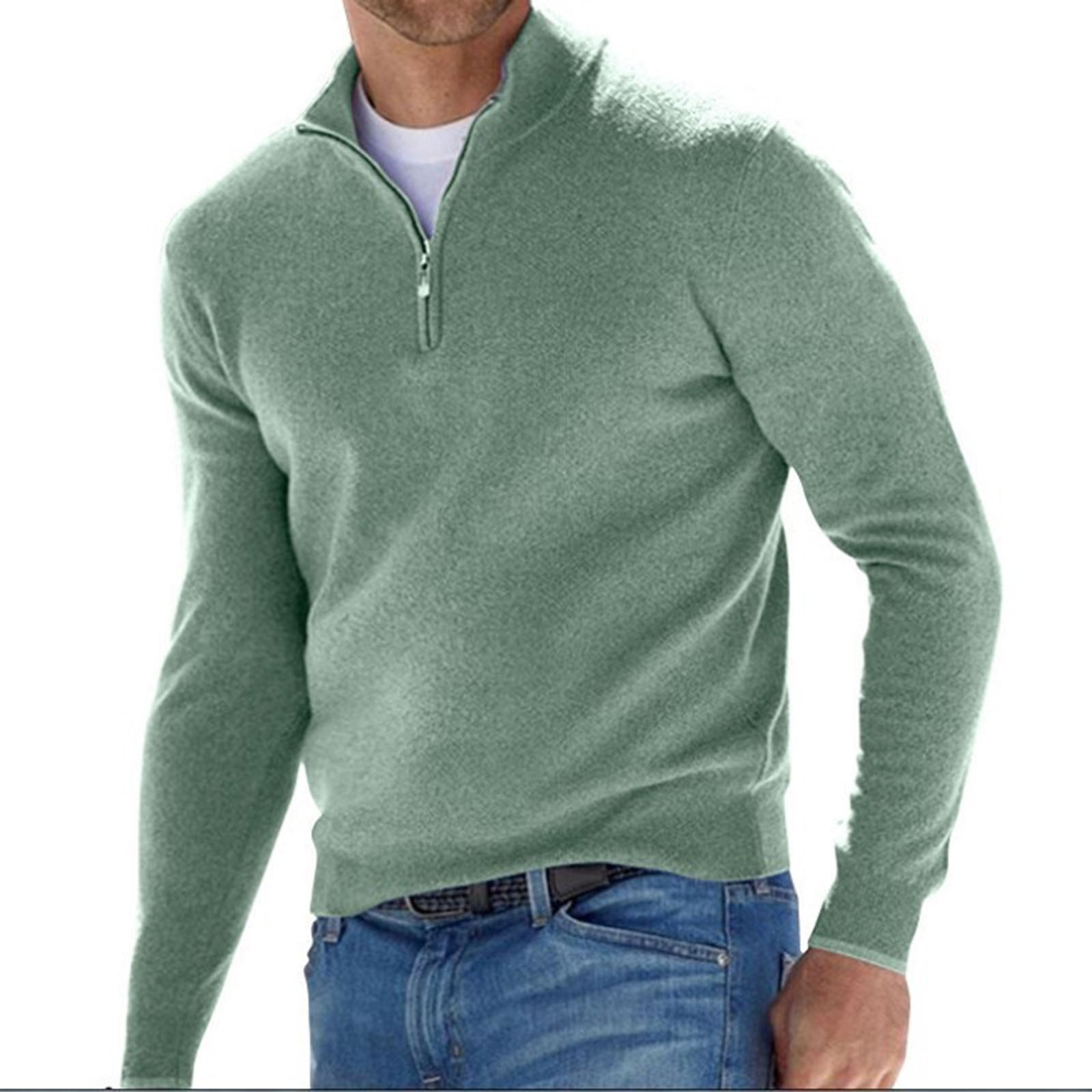 Chandail en Laine pour Homme à Col Montant, Uni, à Manches Longues, Tricoté