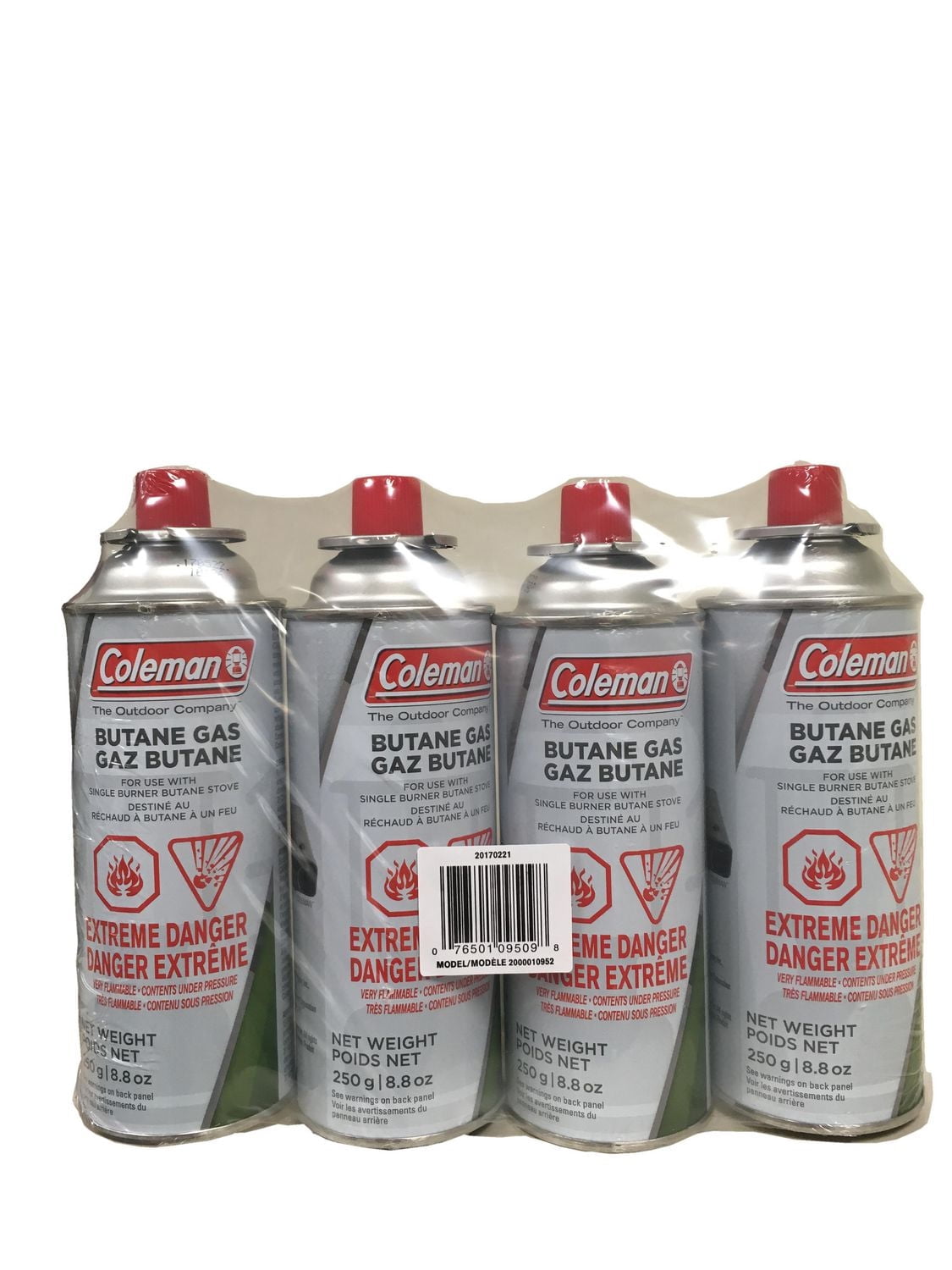 Bonbonne de gaz butane Coleman, 260 ml, pack de 4