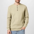 thumbnail image 1 of Mens Button Up Shirts Long Sleeve Waffle Knit Crewneck T-Shirt Casual Solid Color Pullover Henley Tops, 1 of 8