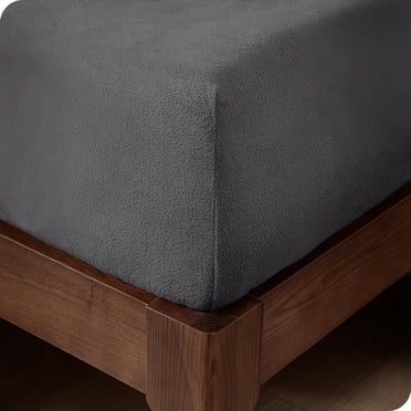 Bare Home Cozy Fleece Fitted Sheet - Extra Plush Polar Fleece - Deep Pocket Bed Sheet - Full XL, Gray