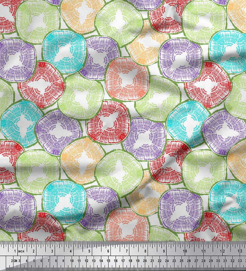 Soimoi Polyester Crepe Fabric Coral Ocean Fabric Prints by Yard 42 Inch Wide
