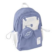 GPOECD Lightweight Durable Drawstring Backpack for High School College Women Large Capacity Casual Daypack School Backpack Light Blue,One Size