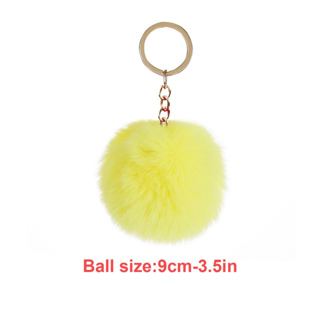 Fuzzy Ball Keychain Supple Comfortable Lovely Key Rings Adorable Practical Key Chains Women for Children Adults Elderly Students Yellow 9cm
