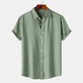 thumbnail image 2 of Penkiiy Chemise Décontractée pour Homme Unie à Col Rabattu à Manches Courtes avec Fermeture à Boutons Blouse Hawaïenne 2TG Vert, 2 of 8