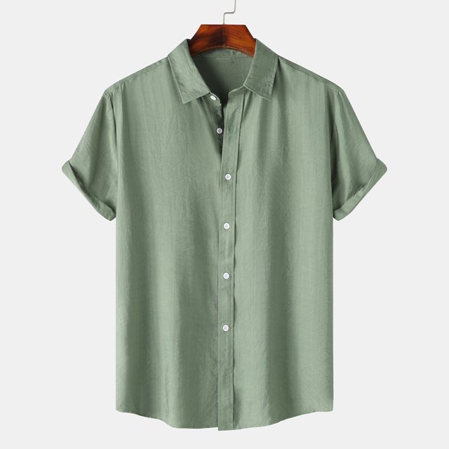 SDNall Chemise Décontractée pour Homme Unie à Col Rabattu à Manches Courtes avec Fermeture à Boutons Blouse Hawaïenne