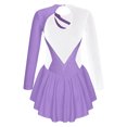thumbnail image 2 of RUNQHUI Enfants Filles Manches Longues Ballet Danse Justaucorps Gymnastique Dos Creux Strass Sequins Rouleau Lavande 6, 2 of 5