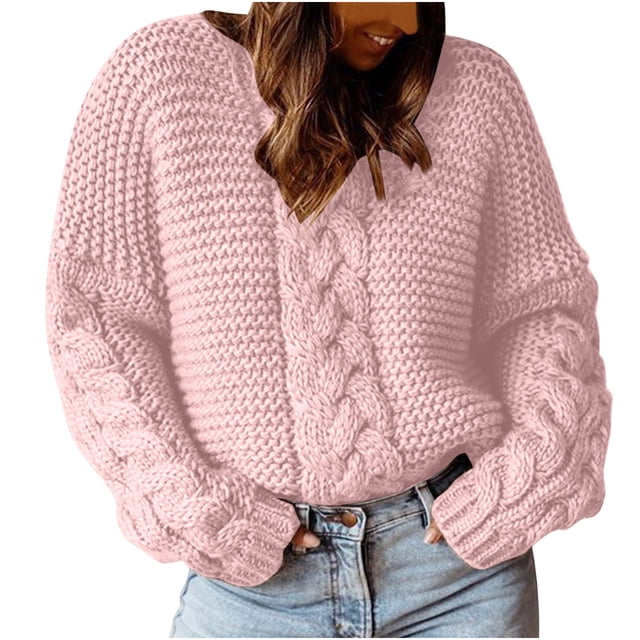 Timegard Plus Size Knit Tops for Women Crewneck Long Sleeve Sweaters Pullover Fall Winter Solid Color
