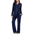 thumbnail image 1 of Pyjama pour Femmes à Col en V, Manches Longues, Pantalon, Violet, TG, 1 of 7