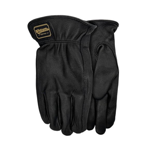 Watson Gloves Gants Noirs Range Rider - Cuir de Peau de Daim Ultra Doux et Manchette à Enfiler (Grand)