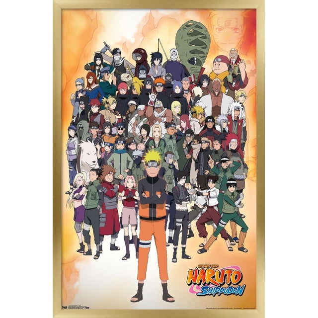 Naruto Shippuden - Affiche Murale de Groupe, 22,375 Po x 34 Po Mettant en Vedette un Groupe de Personnages Naruto Shippuden Orientés vers l'Avant avec Naruto Uzumaki dans Sa Tenue de ninja orange et Noire au Centre, Entouré de ninjas en Tenue Détaillée, sur un Fond orange Ardent avec le logo Naruto Shippuden, Imprimé sur du Papier Affiche Lustré, Convient comme art Mural Ou Déco de Pièce.
