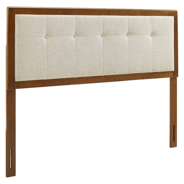Draper Tufted Full Fabric and Wood Headboard - Walnut Beige