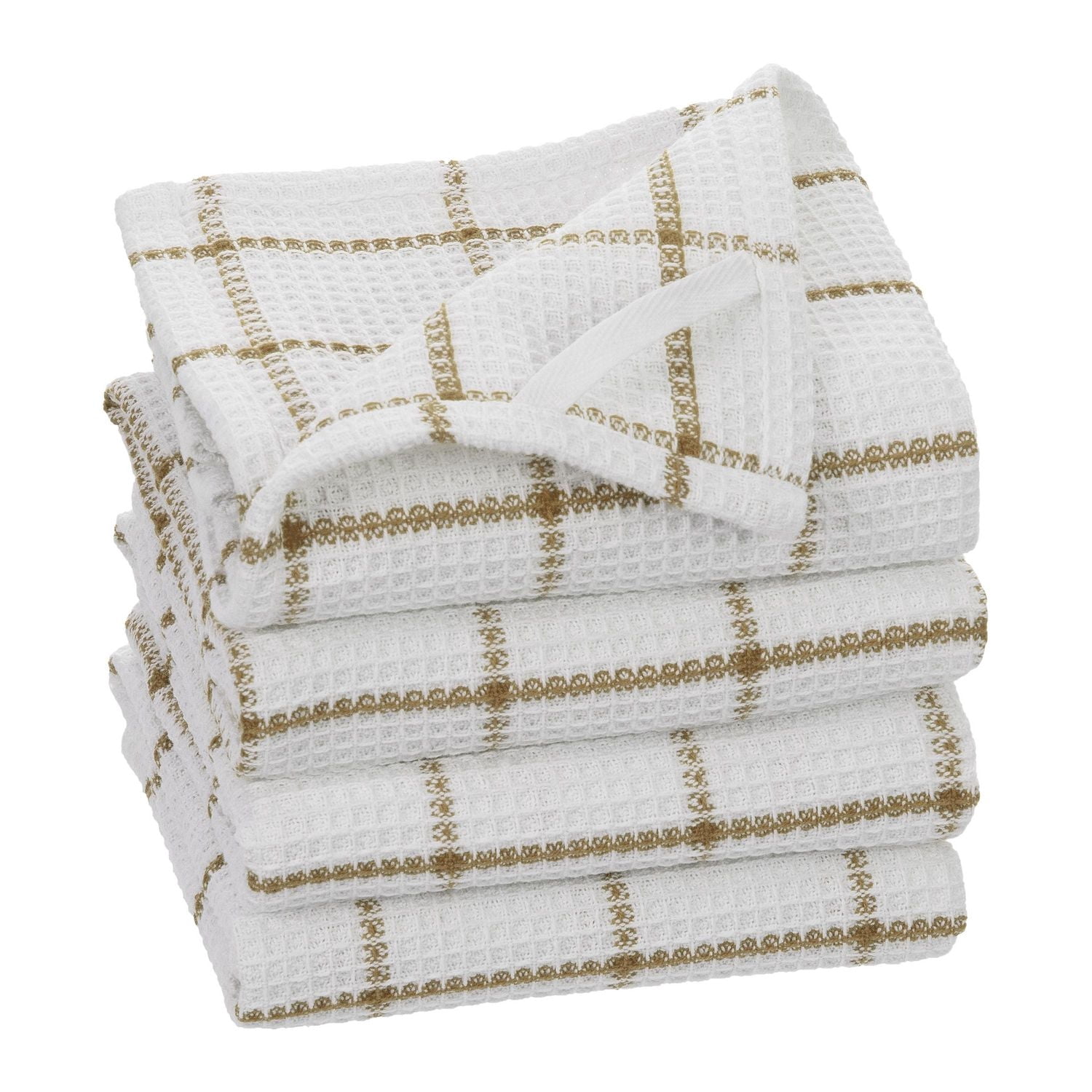 Torchons de cuisine en coton gaufré Fabstyles Solo, torchons à vaisselle extra larges, torchons à vaisselle super absorbants et à séchage rapide avec boucle de suspension, 18 x 28 pouces, lot de 4