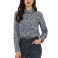thumbnail image 1 of INSPIRE CHIC Chemise Boutonnée pour Femme à Petites Fleurs à Manches Longues Col en Pointe Haut de Bureau S Gris Bleu, 1 of 6