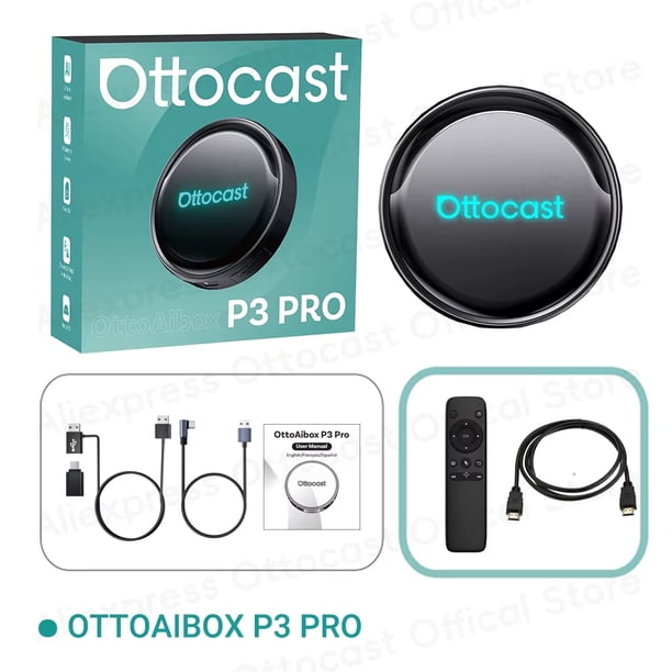 Ottocast P3 Pro with Air Mouse and HDMI Cable CarPlay Android AI