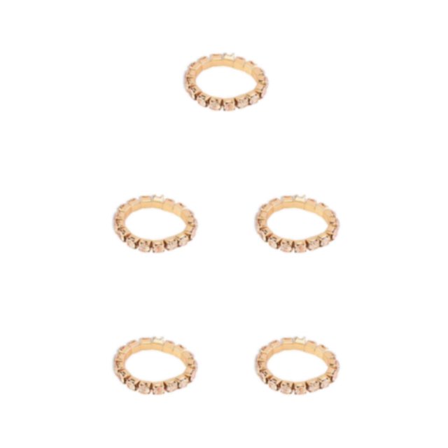Maytalsory Bague en Cristal Extensible de Luxe Unique pour Déclaration d'Amour Bague Incrustée à la Mode Dorée 1 Rangée 5Ensemble